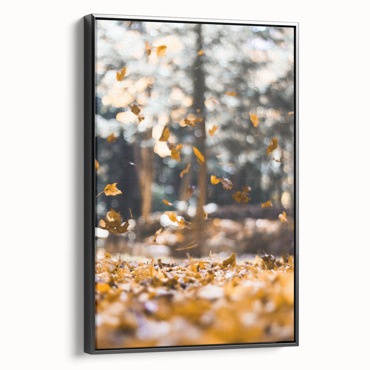 Black and white framed canvas featuring a vintage-style landscape painting, ideal for bedroom wall art.
