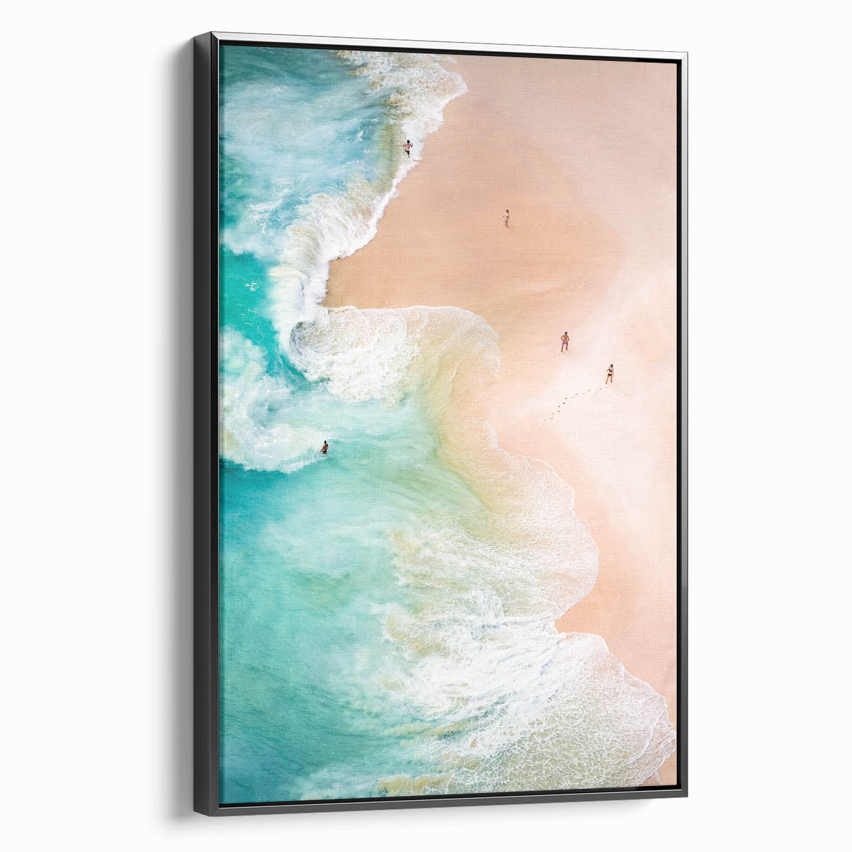 Black and white framed canvas depicting a vintage landscape scene, ideal for bedroom wall art.