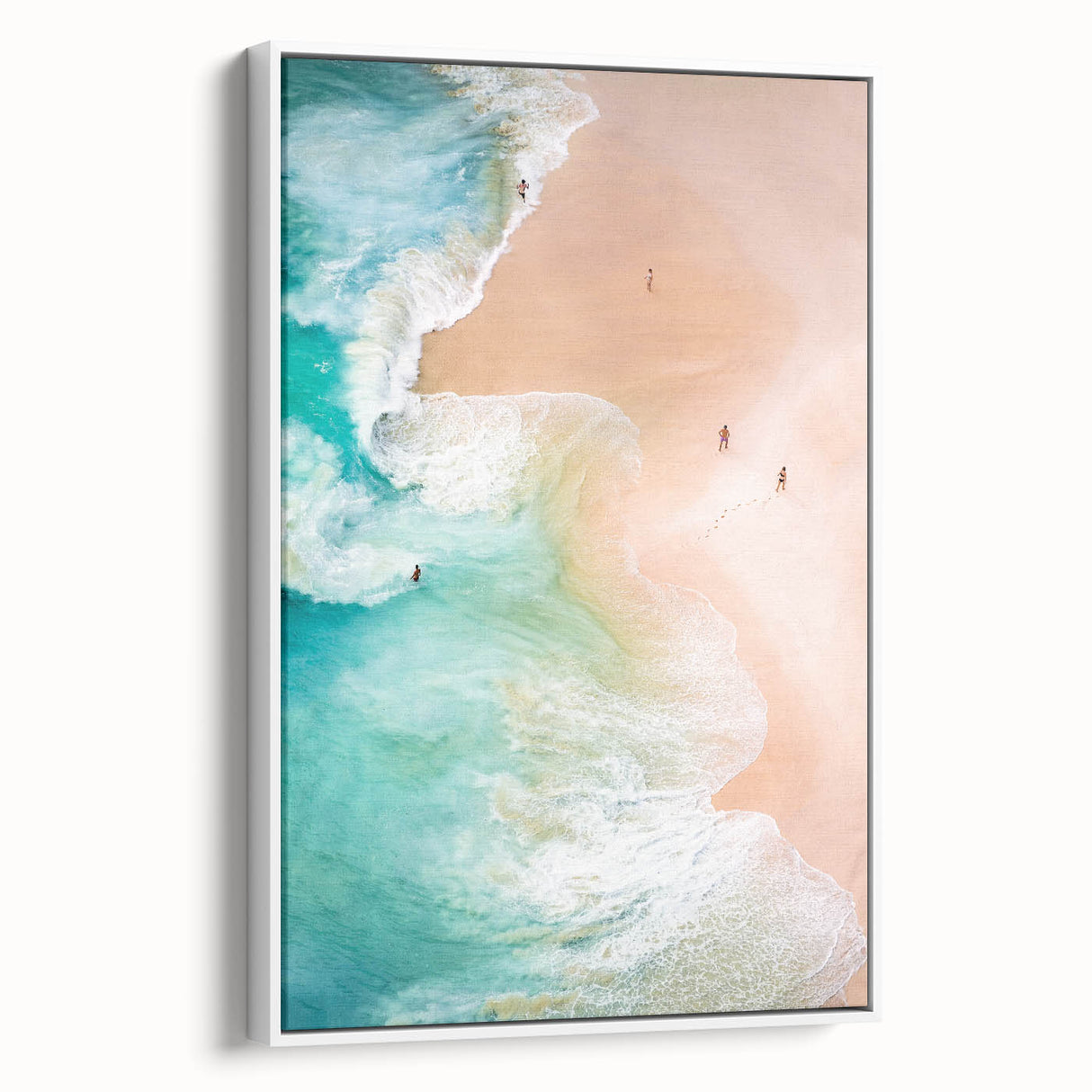Vintage poster art of a colorful summer scene on extra large framed canvas, ideal for living room decor.