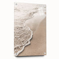 Large abstract wall art on acrylic glass featuring swirling blue and white patterns.
