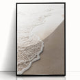 Large abstract wall art in vibrant orange and blue tones, framed in black acrylic, suitable for modern living room decor.