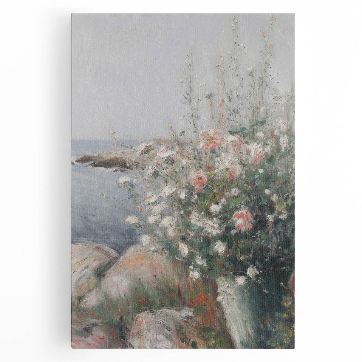 Coastal Wildflowers Living Room Wall Art – Modern Canvas Print