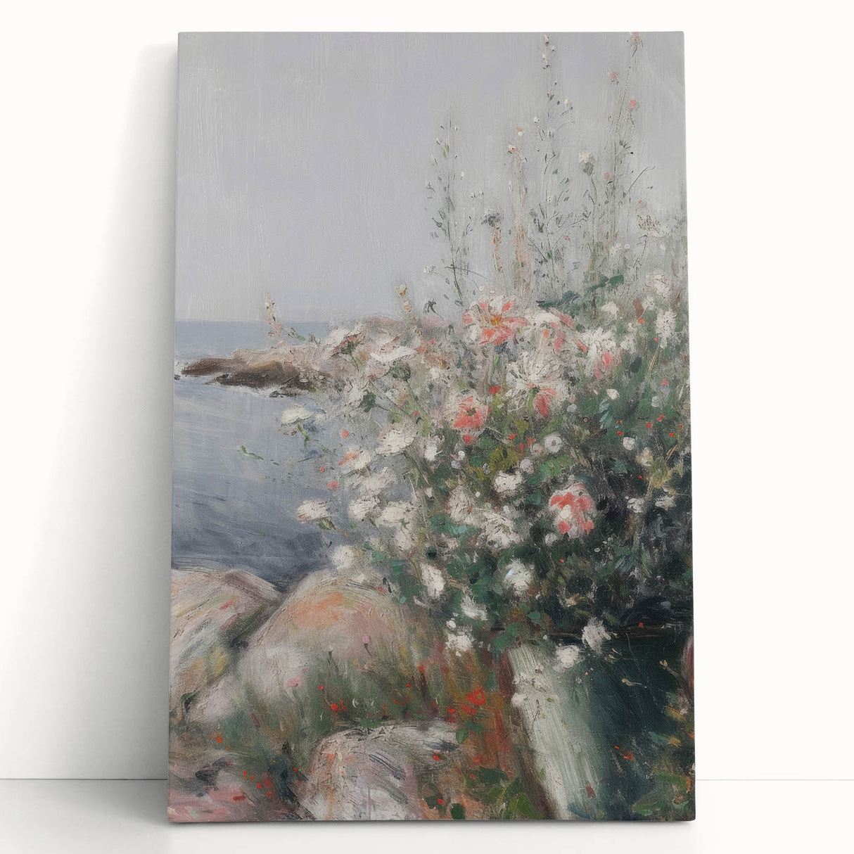 Coastal Wildflowers Living Room Wall Art – Modern Canvas Print