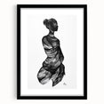 Abstract figurative black picture frame showcasing a modern design with a mat, ideal for displaying artwork or photographs, emphasizing its sleek front view and stylish aesthetic.