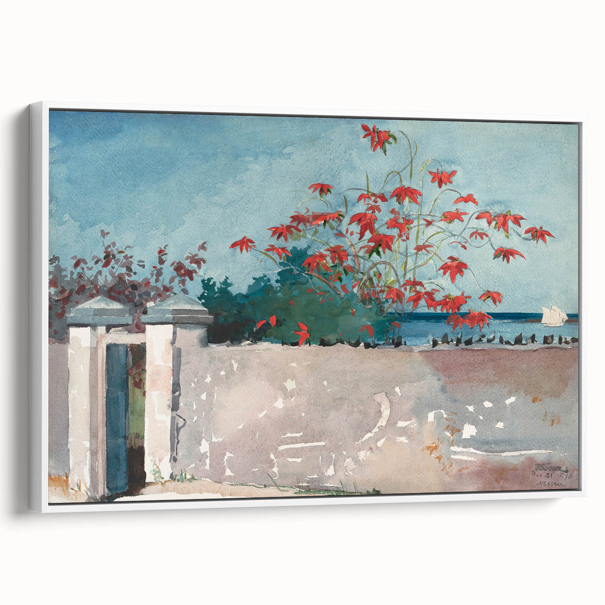 Classical Realism Painting - A Wall in Nassau by Winslow Homer