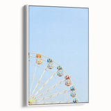 Vintage poster art of a vibrant summer scene on framed canvas, ideal for living room decor.