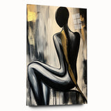 Abstract figurative acrylic artwork in vibrant colors, showcasing a dynamic side view with fluid shapes and textures, perfect for modern home decor.
