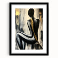 Abstract figurative black frame showcasing a modern art piece with a mat, featuring rich textures and intricate details, ideal for contemporary decor.