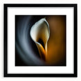 Abstract floral wall art framed with a black mat, showcasing vibrant colors and intricate patterns, ideal for modern home decor or office spaces.