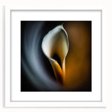 Abstract floral wall art framed with a white mat, showcasing vibrant colors and intricate patterns, perfect for enhancing modern home decor.