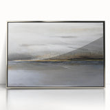 Framed wall art featuring an abstract landscape design with silver accents, showcasing vibrant colors and intricate textures, ideal for modern home decor.