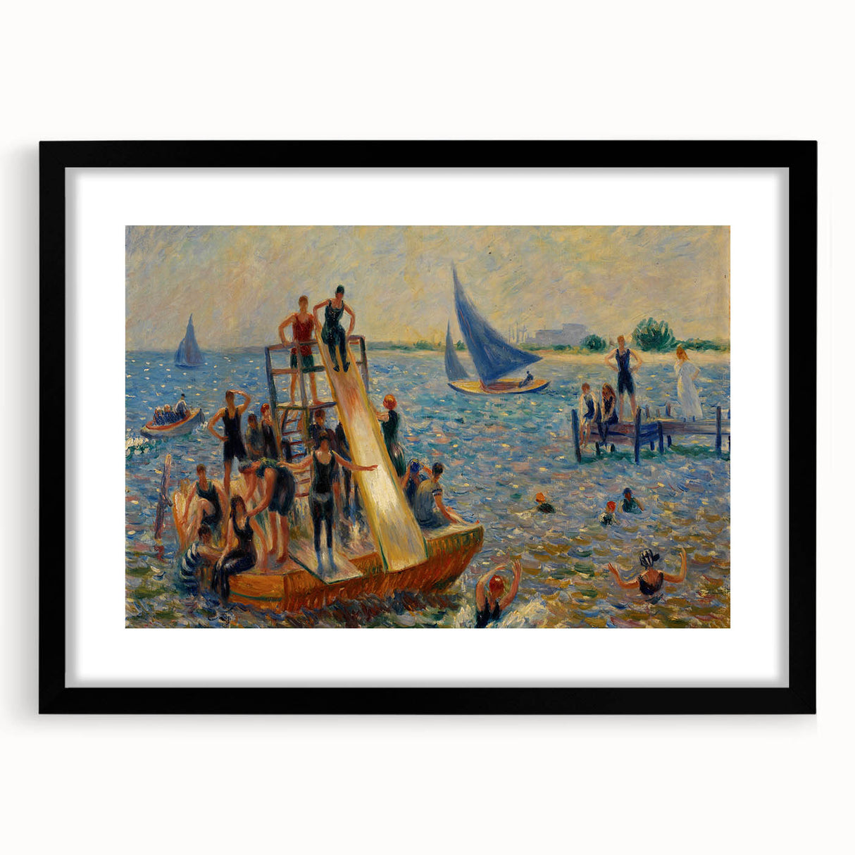 Impressionist Beach Scene - Modern Wall Art of Lively Seaside Day