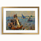 Impressionist Beach Scene - Modern Wall Art of Lively Seaside Day
