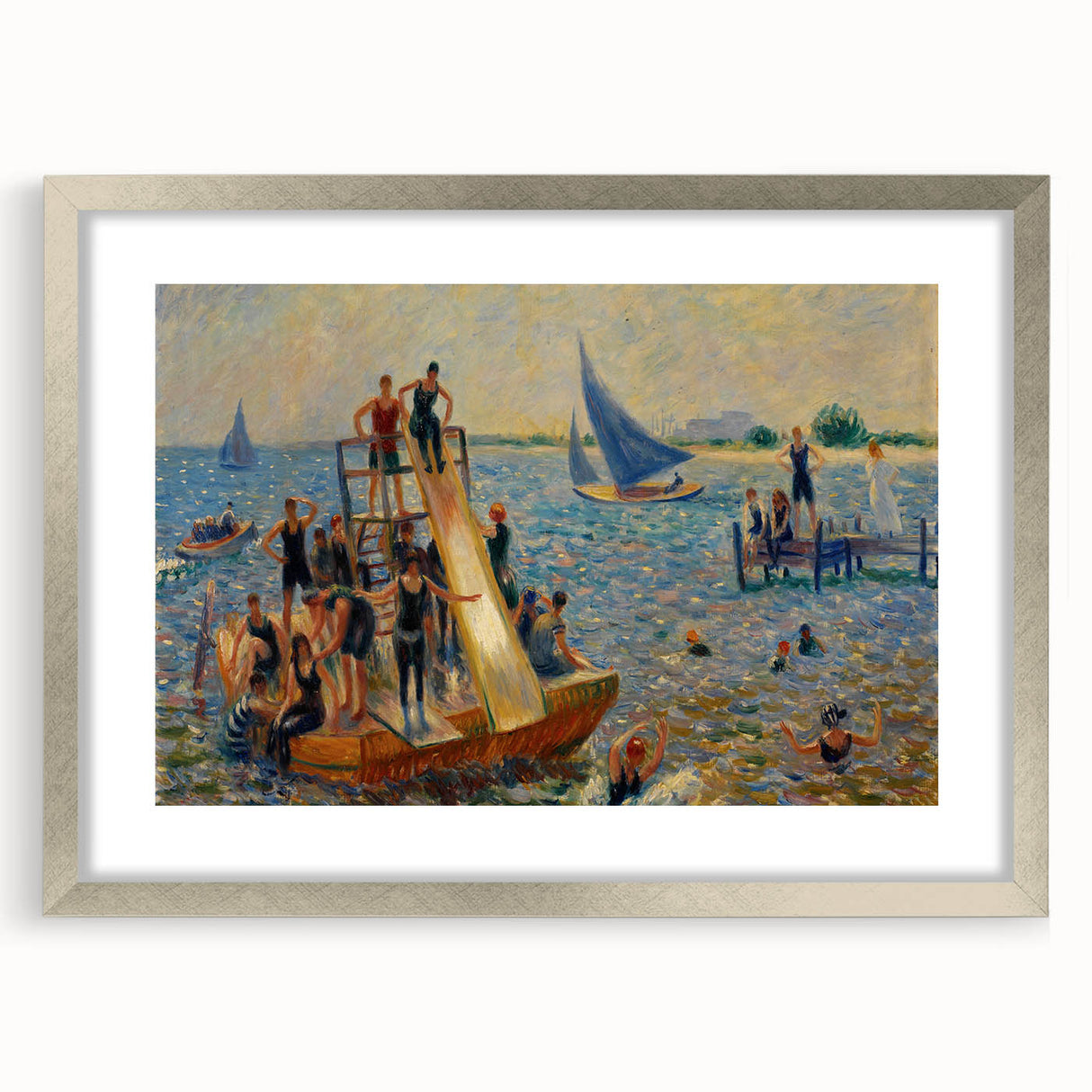 Impressionist Beach Scene - Modern Wall Art of Lively Seaside Day