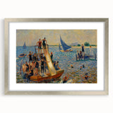 Impressionist Beach Scene - Modern Wall Art of Lively Seaside Day