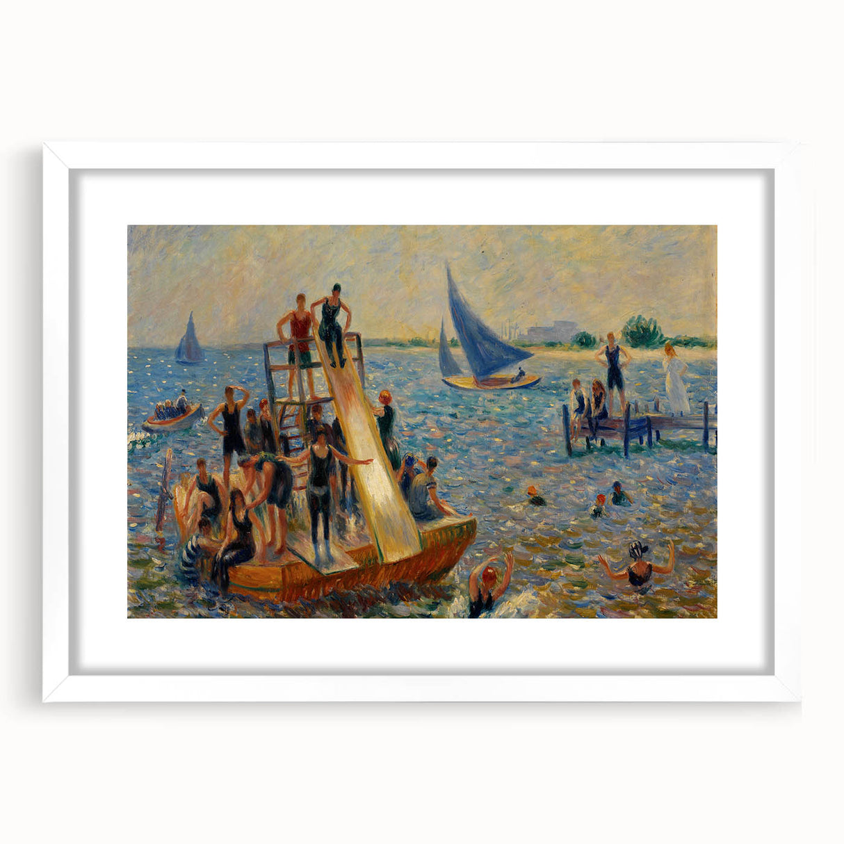 Impressionist Beach Scene - Modern Wall Art of Lively Seaside Day