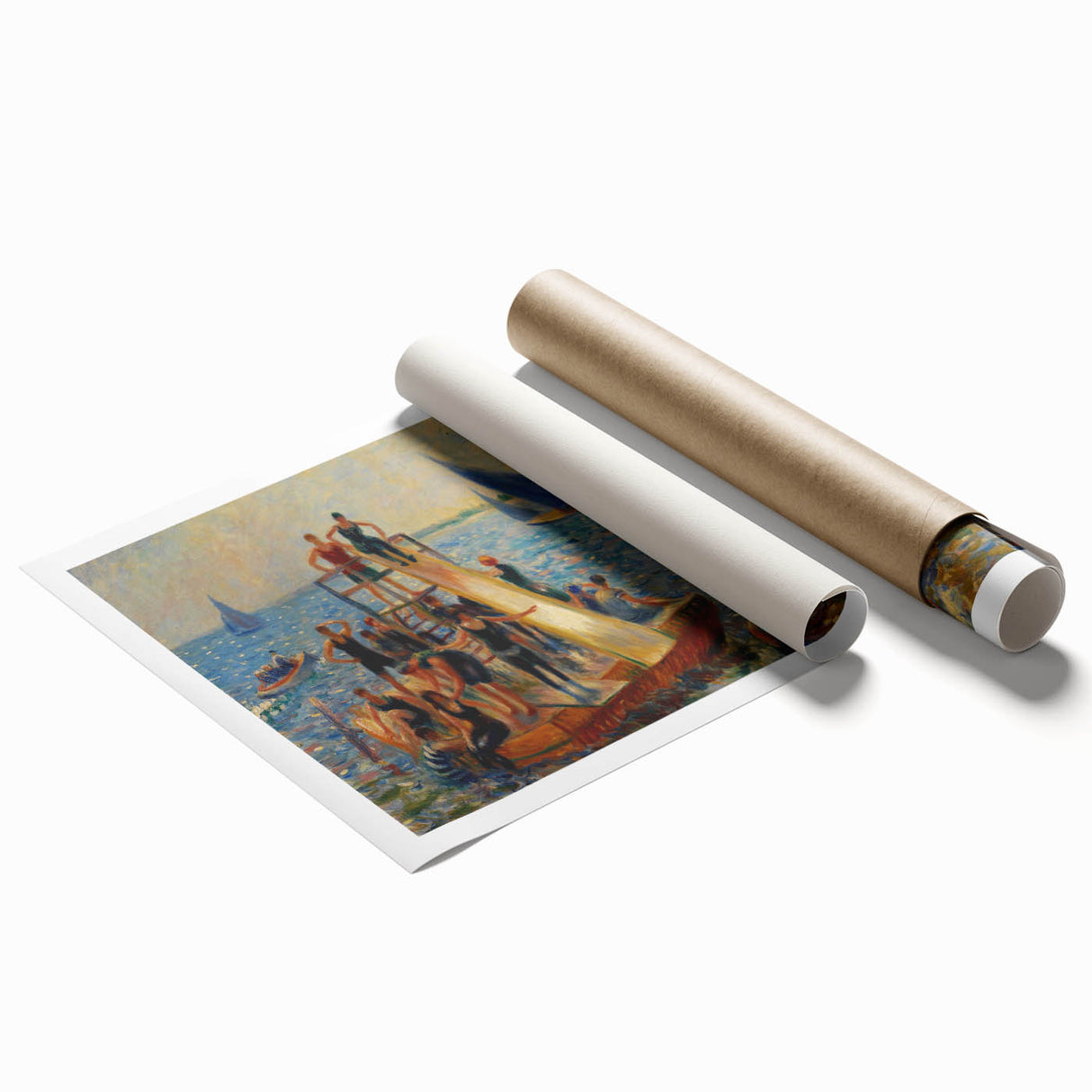 Impressionist Beach Scene - Modern Wall Art of Lively Seaside Day