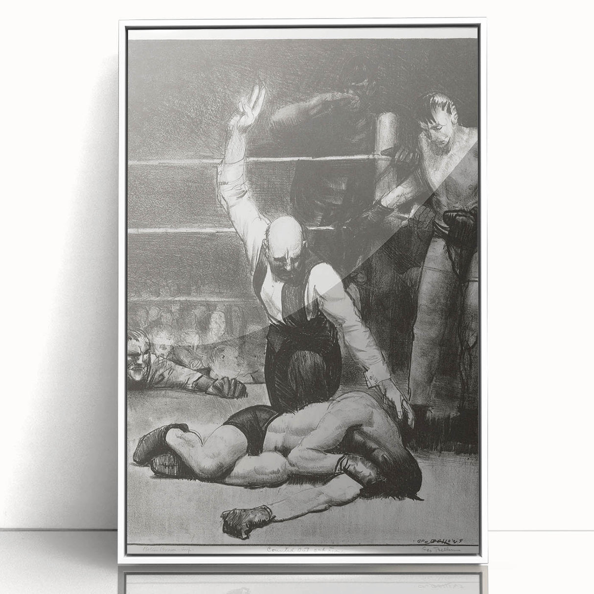 Realism Art Print of a Boxing Scene - Intense Moment in the Ring