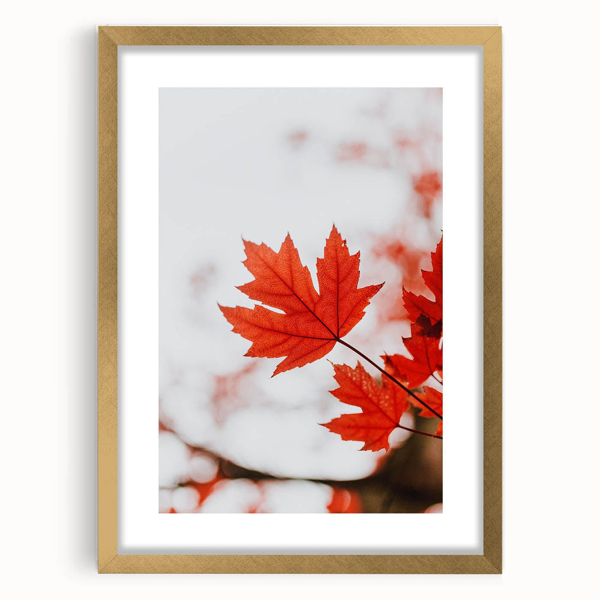 Extra large abstract art print featuring textured fall colors in a gold frame, ideal for living room decor.
