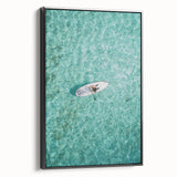 Black and white vintage poster art of a summer landscape on framed canvas, ideal for bedroom decor.