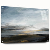Abstract landscape wall art print displayed in an acrylic glass frame, showcasing vibrant colors and intricate textures, perfect for modern home decor.