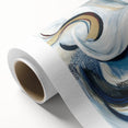 Large Abstract Wall Art – White, Navy & Gold with Red Accents