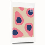 Large abstract wall art featuring assorted fruits in vibrant colors on acrylic glass, ideal for bedroom or dining room decor.
