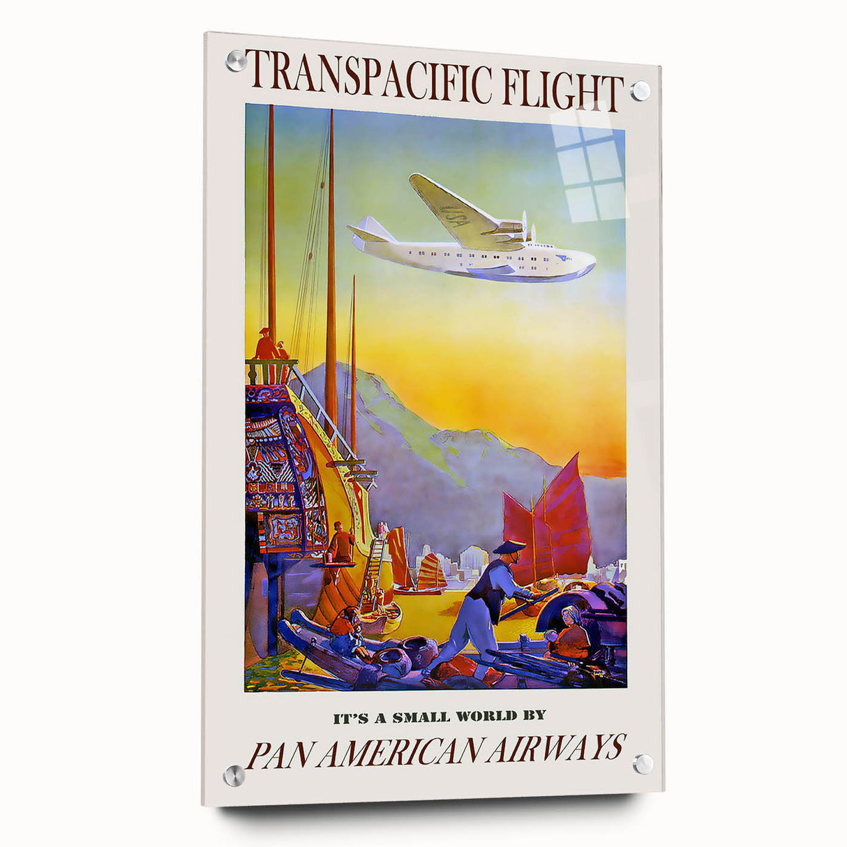 Vintage Transpacific Flight Poster - Retro World Travel Wall Art