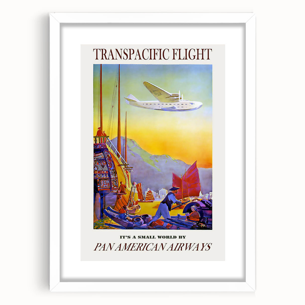 Vintage Transpacific Flight Poster - Retro World Travel Wall Art