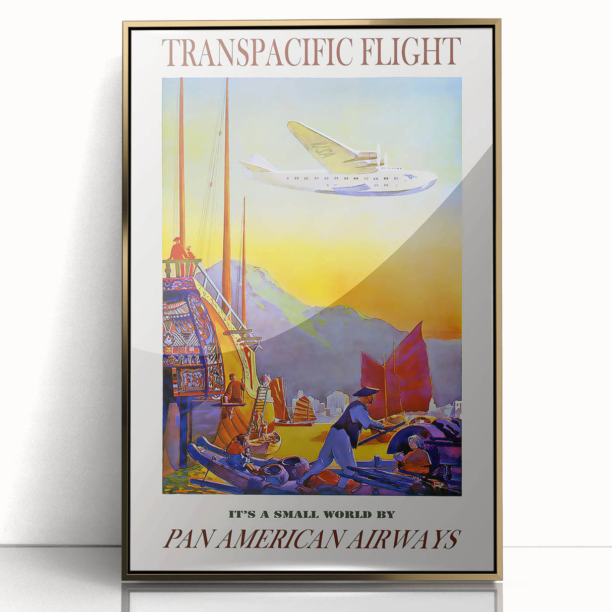 Vintage Transpacific Flight Poster - Retro World Travel Wall Art
