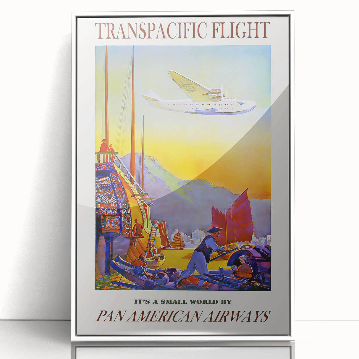 Vintage Transpacific Flight Poster - Retro World Travel Wall Art
