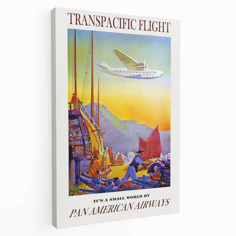 Vintage Transpacific Flight Poster - Retro World Travel Wall Art