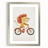 Children’s Wall Art – Lion on Bicycle Nursery Canvas Print
