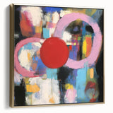 Abstract geometric framed canvas artwork in silver and gold tones, showcasing intricate patterns and shapes, ideal for modern home decor and art enthusiasts.