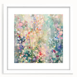 Abstract splatter frame with a white mat, showcasing vibrant paint splashes in blue, yellow, and red, ideal for modern art decor and creative interiors.
