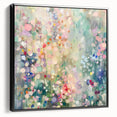 Framed canvas artwork displaying abstract splatters in shades of black, offering a modern aesthetic for contemporary home decor. Ideal for living rooms or office spaces.