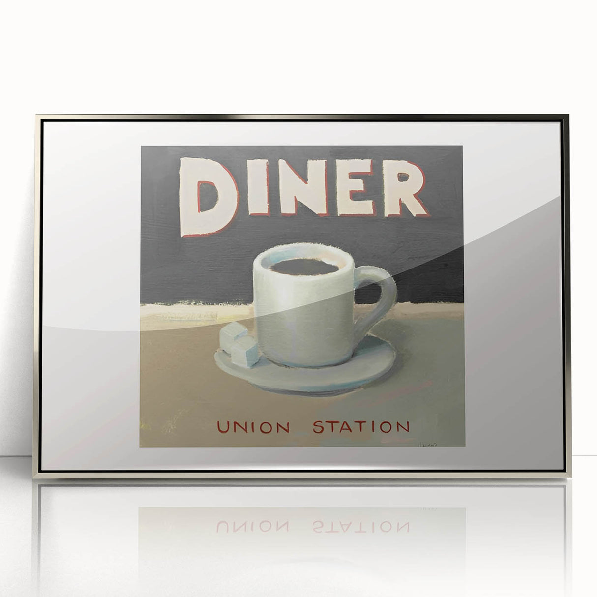 Mid-century modernist art featuring a colorful geometric design on a framed acrylic, ideal for nursery wall decor.