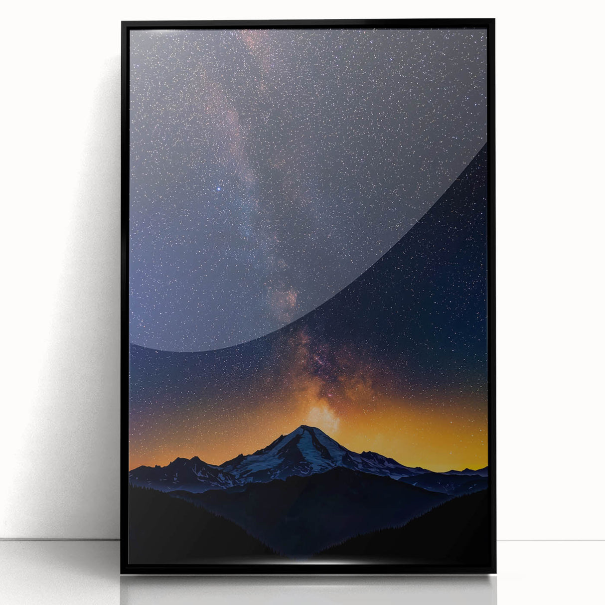 Framed acrylic landscape art showcasing vibrant colors and intricate details of a serene nature scene, featuring a sleek black frame that enhances its modern appeal. Perfect for adding elegance to home decor.