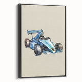 Modern Typography Racing Car Art Print – Stylish Car Illustration Canvas
