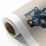 Modern Typography Racing Car Art Print – Stylish Car Illustration Canvas