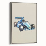Modern Typography Racing Car Art Print – Stylish Car Illustration Canvas