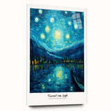 Impressionist-style Van Gogh painting on acrylic glass, featuring swirling blue and yellow tones.