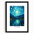 Extra large colorful art print depicting an abstract, impressionist scene in vibrant hues, framed in black.