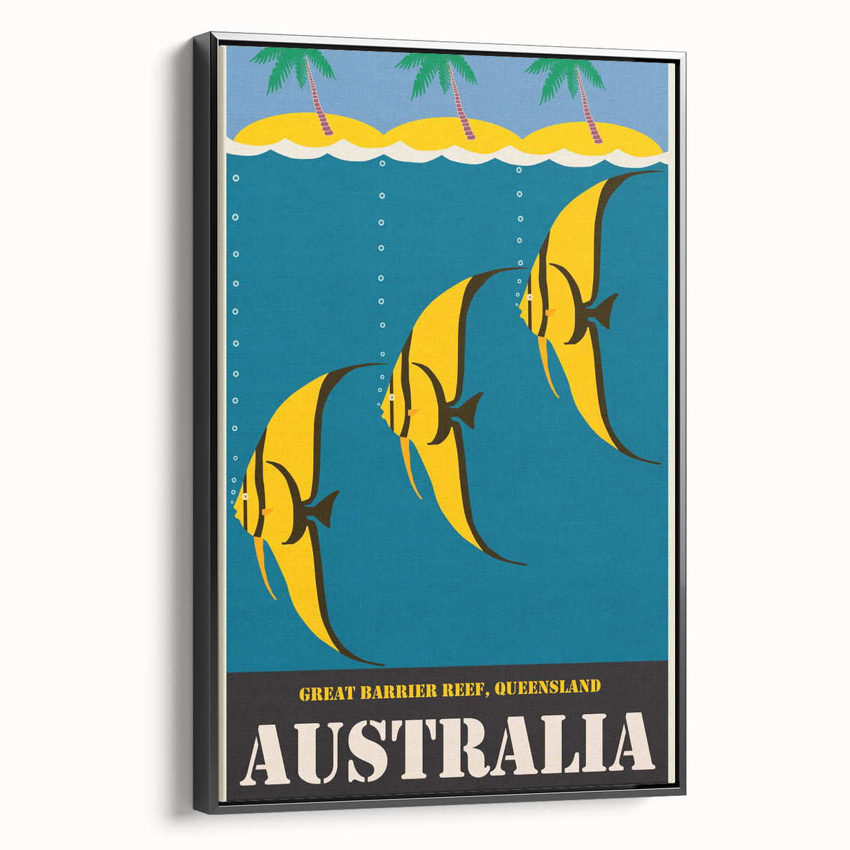 Great Barrier Reef Retro Travel Poster | Queensland Marine Life Art
