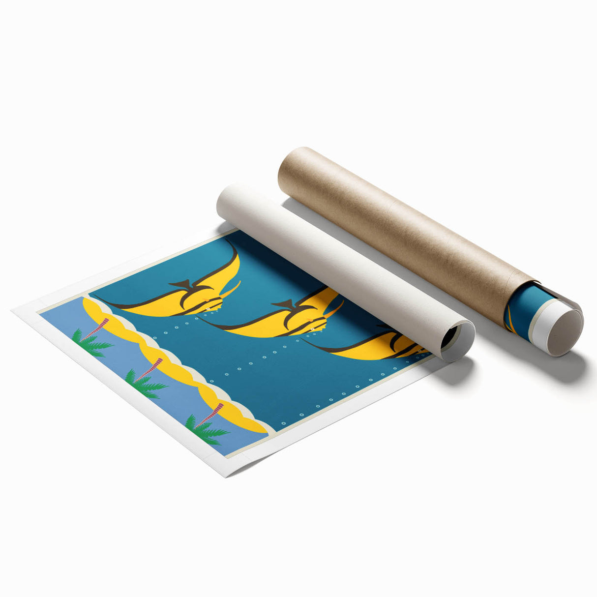 Great Barrier Reef Retro Travel Poster | Queensland Marine Life Art