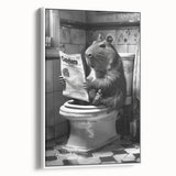 Bathroom Wall Decor - Capybara Reading Newspaper