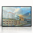 Large abstract wall art depicting an Algerian scenery in black and white on a framed acrylic.