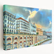 Side view of a stretched canvas featuring a vibrant African scenery, ideal for kitchen wall art.