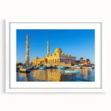 Extra large framed abstract art print of an African desert in earth tones, ideal for living room decor.