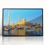 Large abstract wall art of an Egyptian landscape in muted earth tones on framed acrylic, suitable for modern art wall decor.